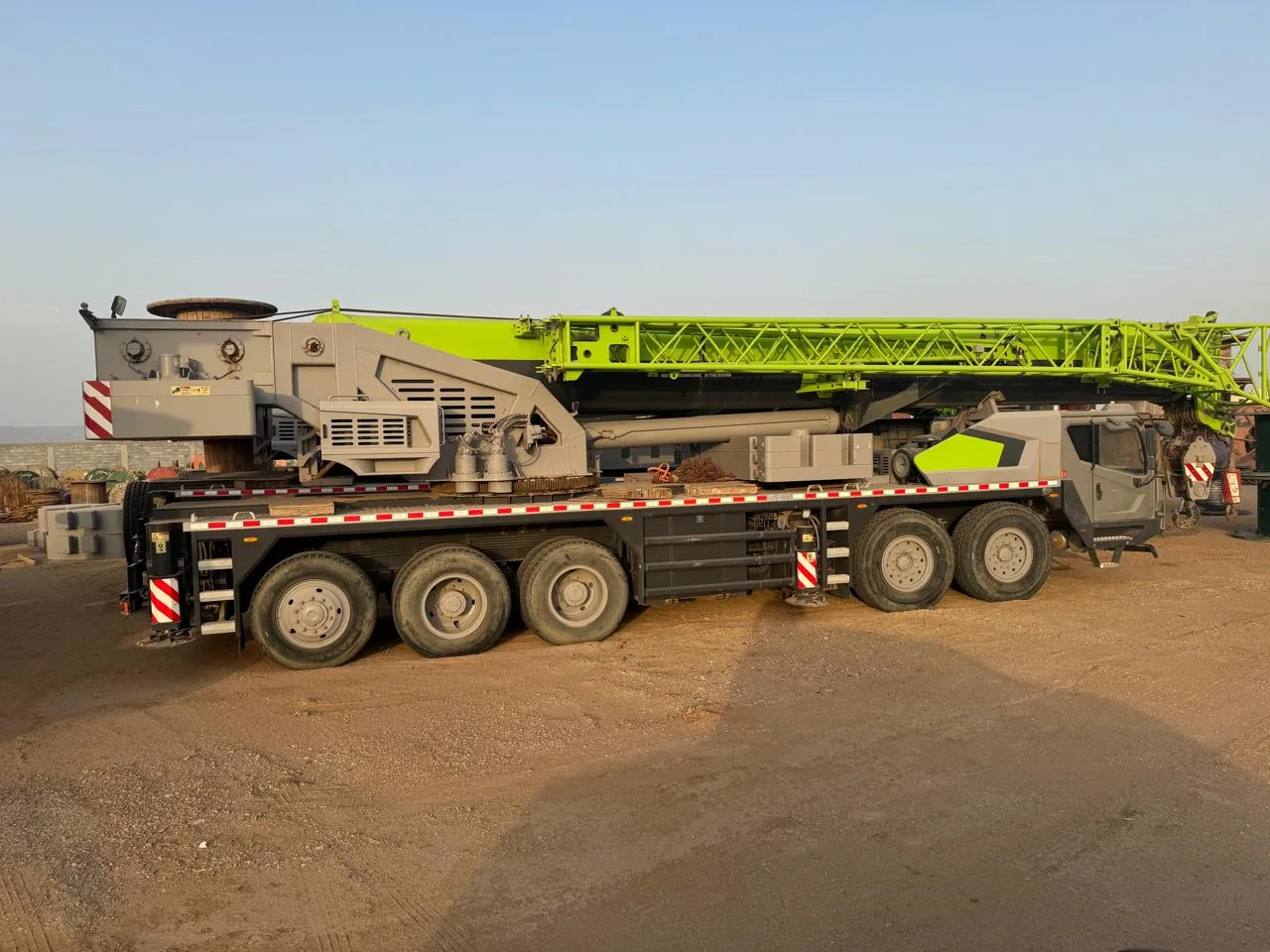 Mobile crane in an operational yard
