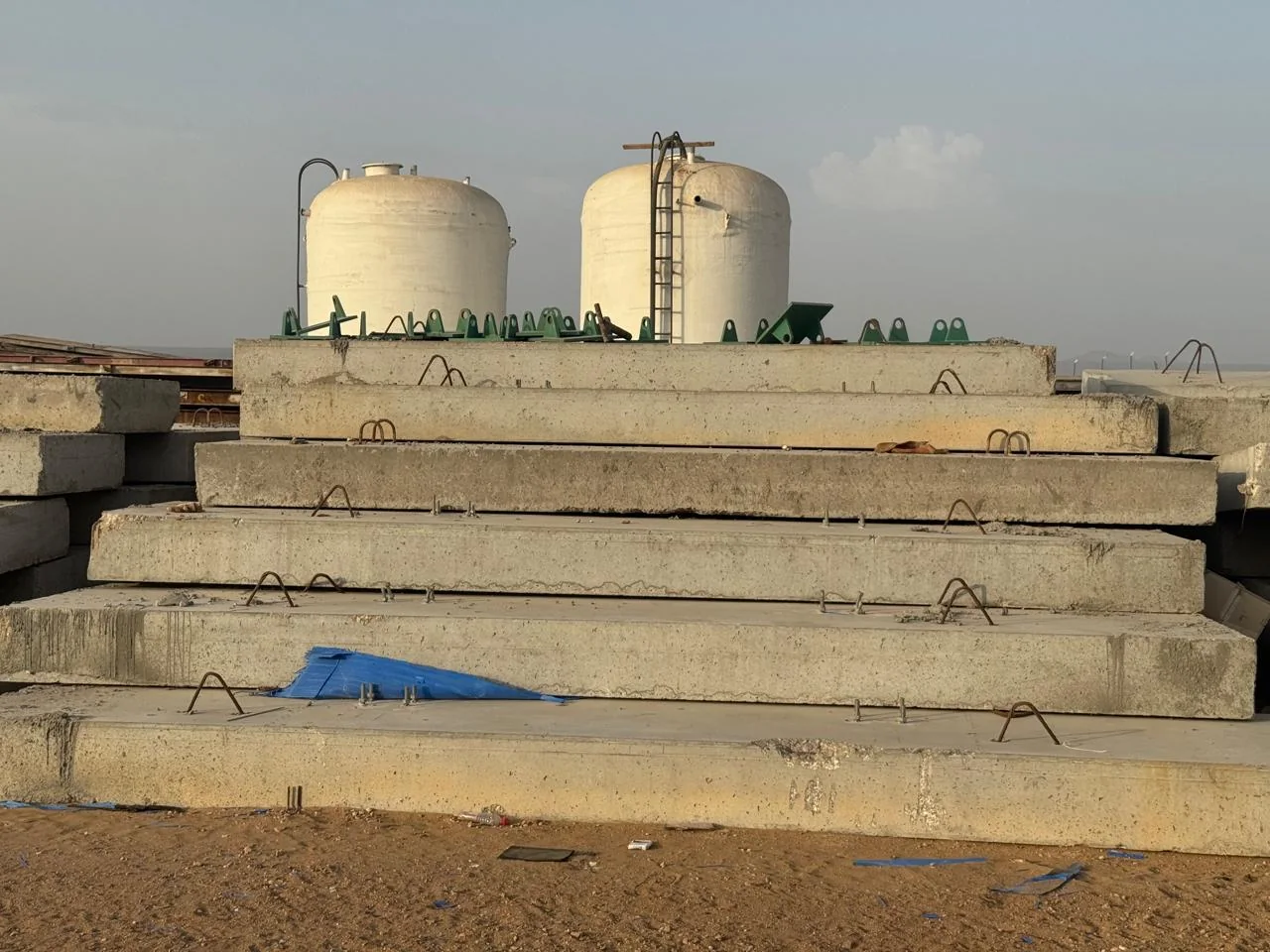 Precast materials stored in yard